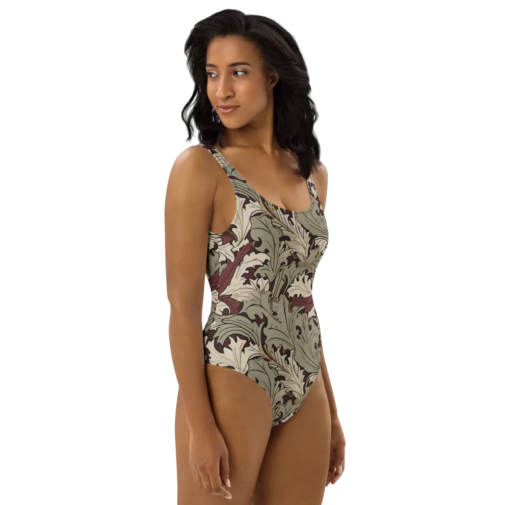 Velvet Foliate on One-Piece Swimsuit — Right
