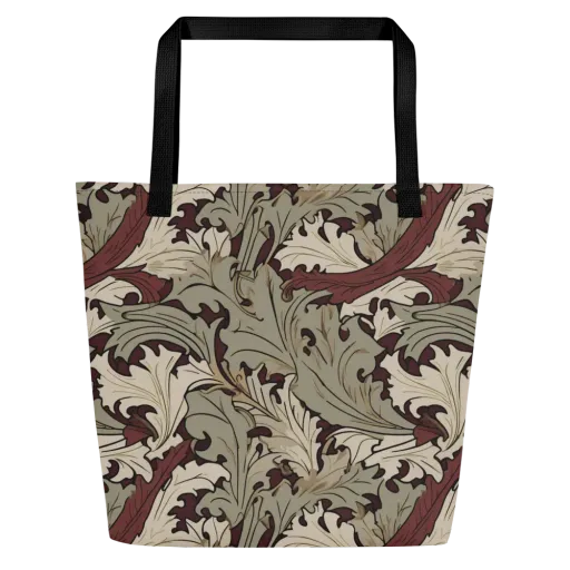 Velvet Foliate on a Large Tote Bag W/ Pocket