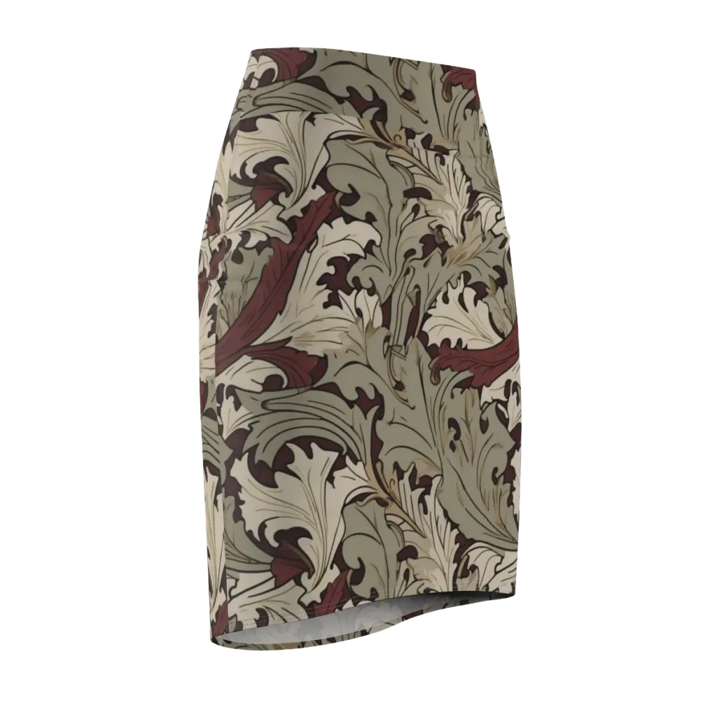 Velvet Foliate on Pencil Skirt — Front Side