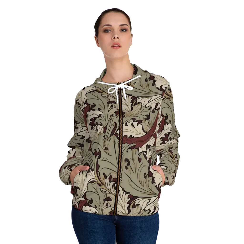 Velvet Foliate on Women's Full-Zip Hoodie — Front On Person