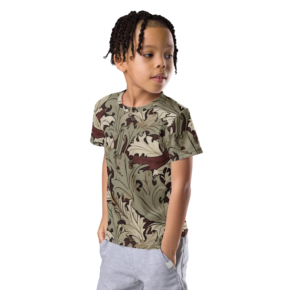 Velvet Foliate on Kids Crew Neck T-Shirt — Left Front