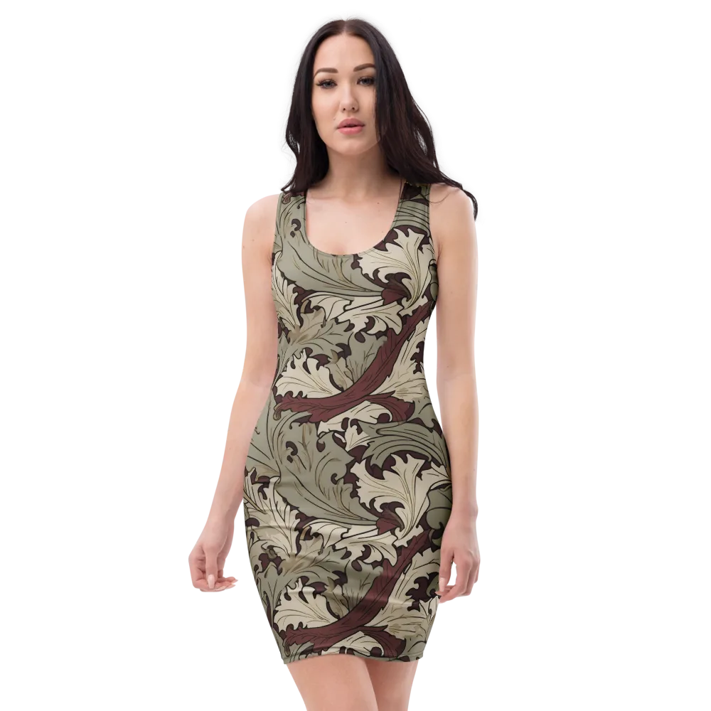 Velvet Foliate on Bodycon Dress — Front