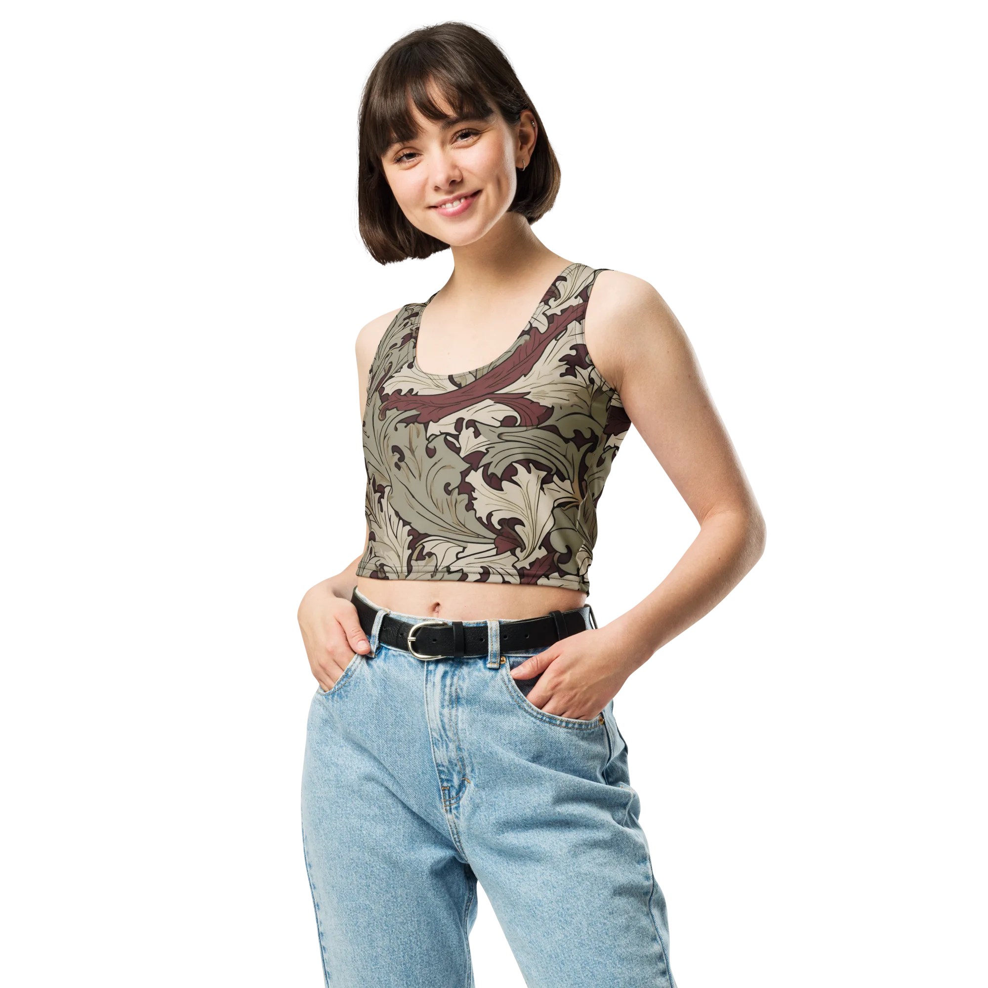 Velvet Foliate on Crop Top — Front