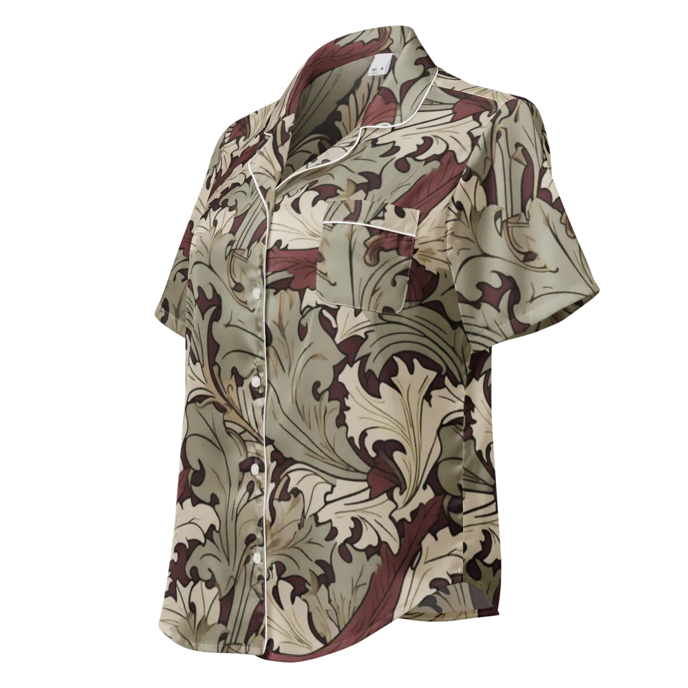 Velvet Foliate on Women's Short Sleeve Pajama Top — Left Front