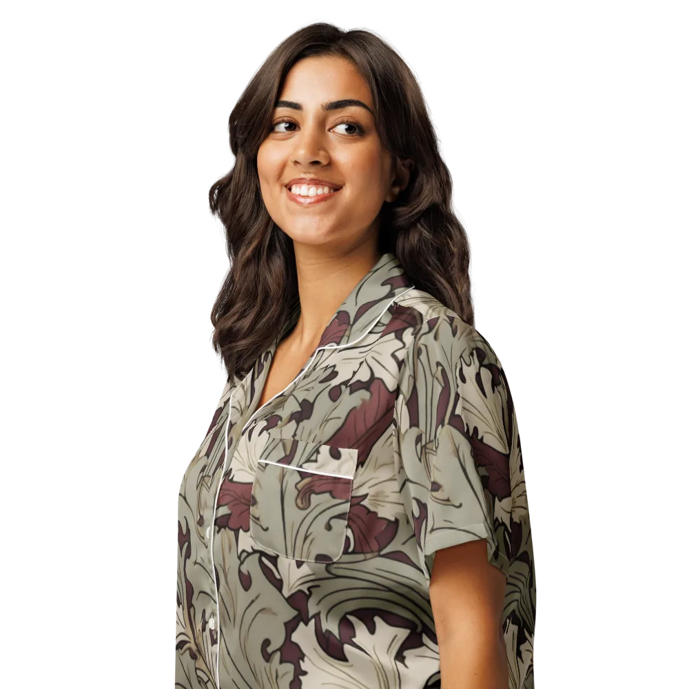 Velvet Foliate on Women's Short Sleeve Pajama Top — Left Front