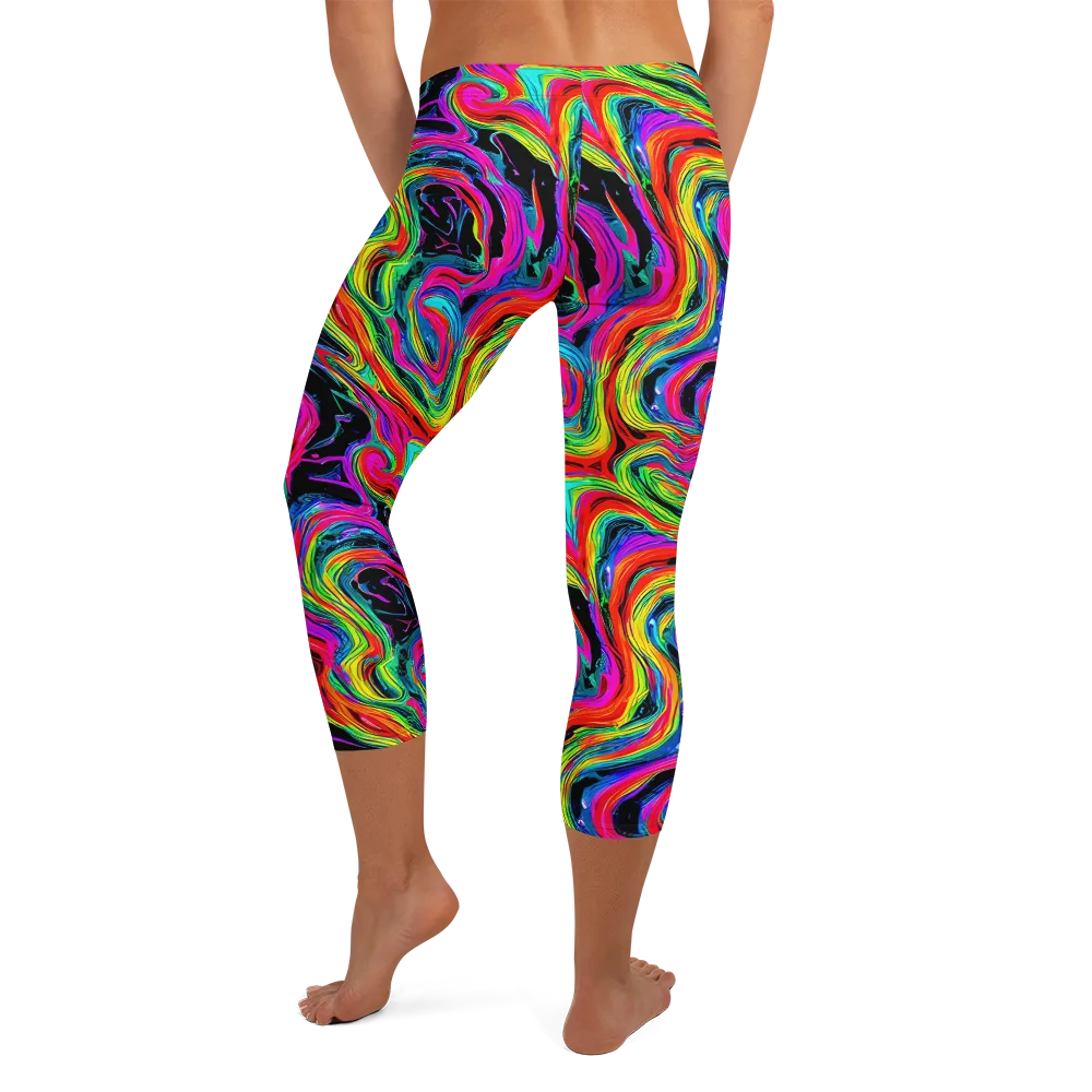 Fluorescent Current on Capri Leggings — Back
