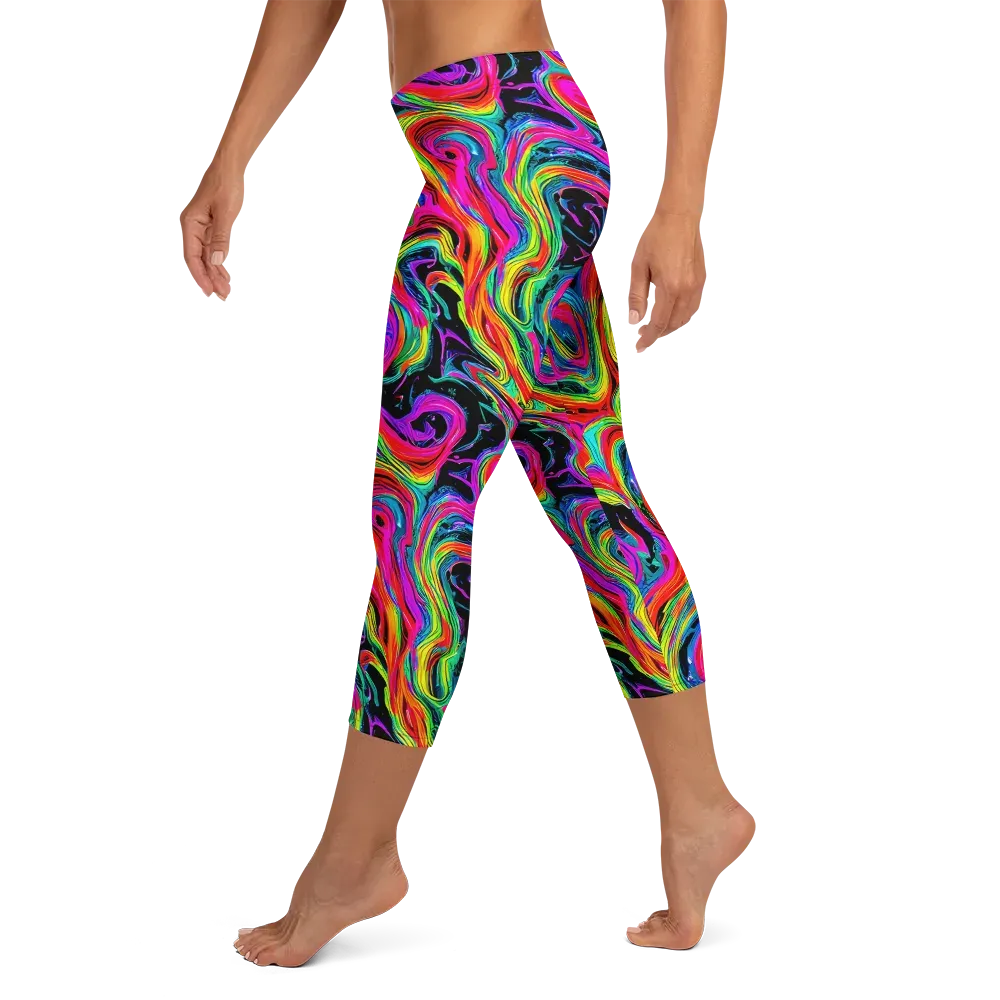 Fluorescent Current on Capri Leggings — Left
