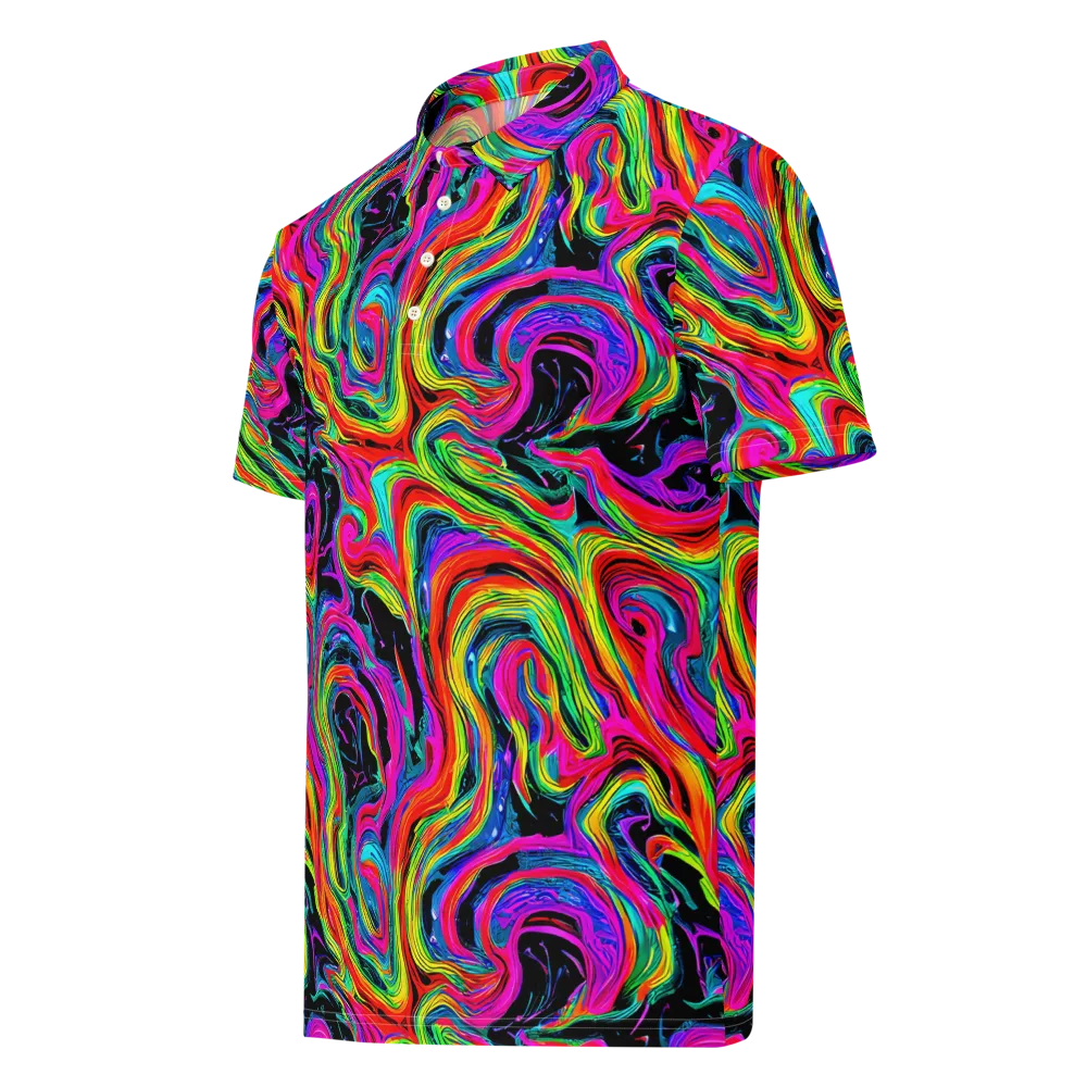 Fluorescent Current on Men's Slim Fit Polo Shirt — Left Front