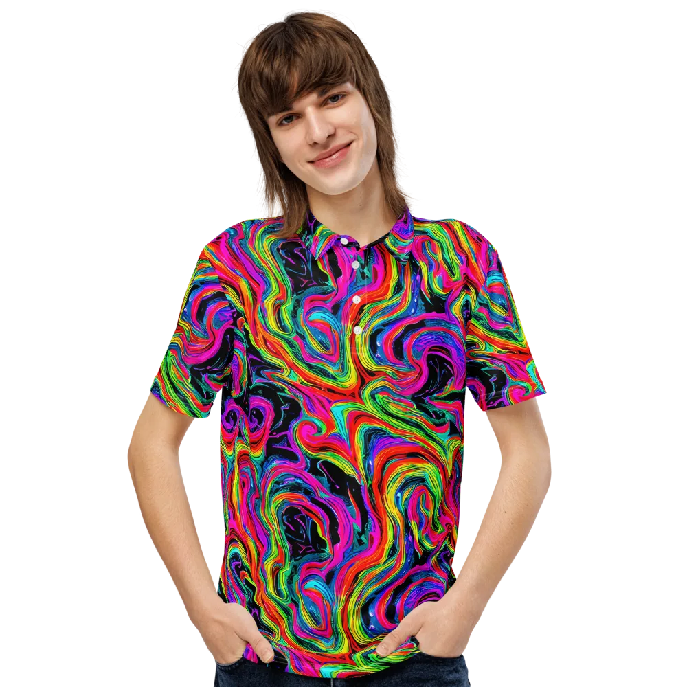 Fluorescent Current on Men's Slim Fit Polo Shirt — Front