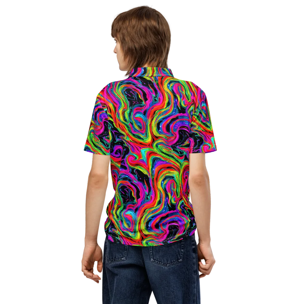 Fluorescent Current on Men's Slim Fit Polo Shirt — Back