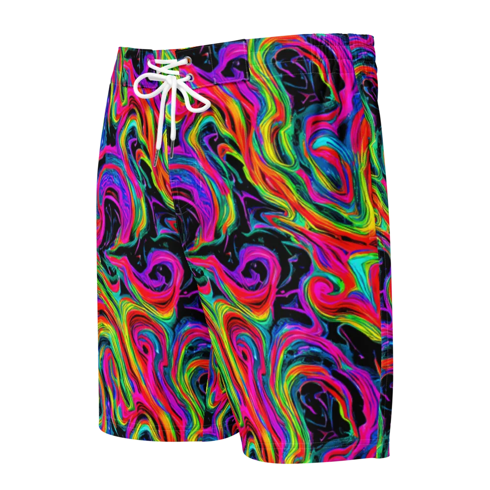 Fluorescent Current on Men's Board Shorts — Front