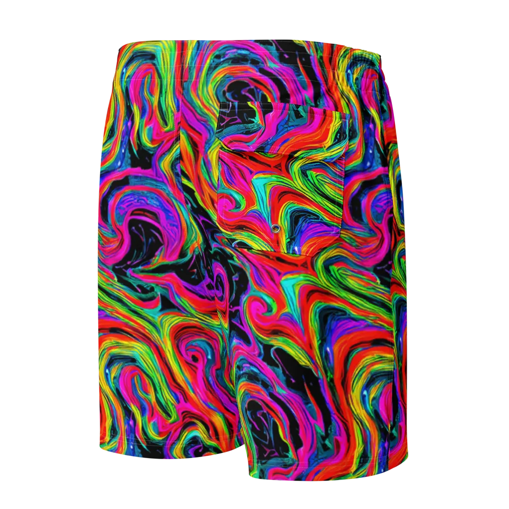 Fluorescent Current on Men's Board Shorts — Back
