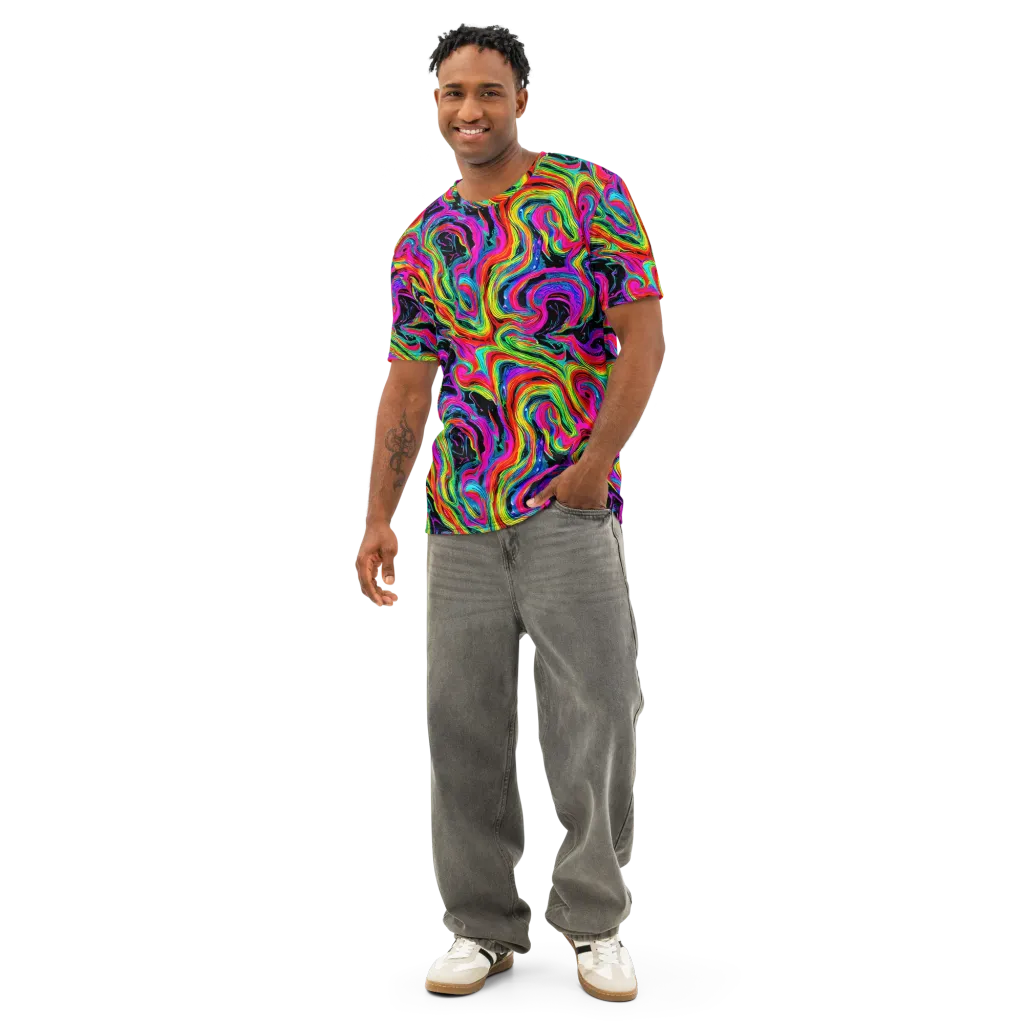 Fluorescent Current on Men's Cotton Crew Neck T-Shirt — Front