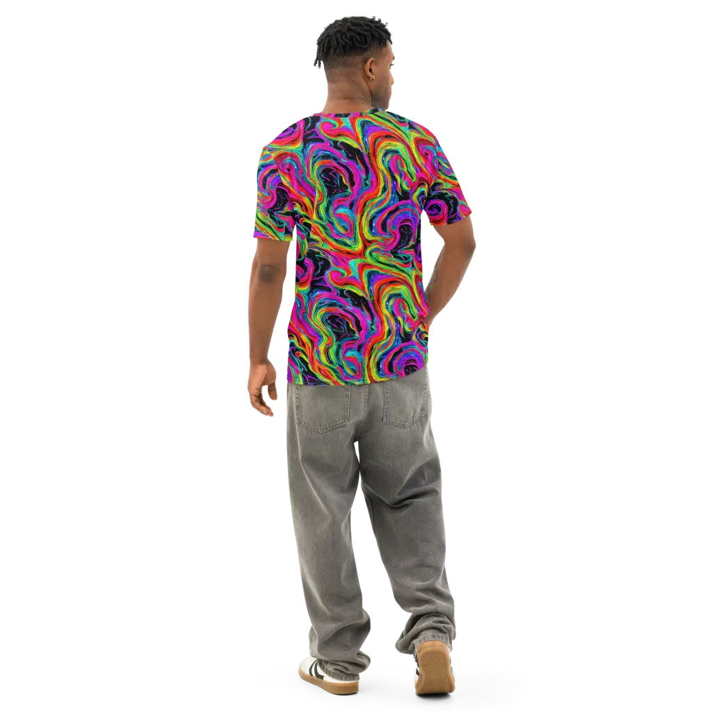 Fluorescent Current on Men's Cotton Crew Neck T-Shirt — Back