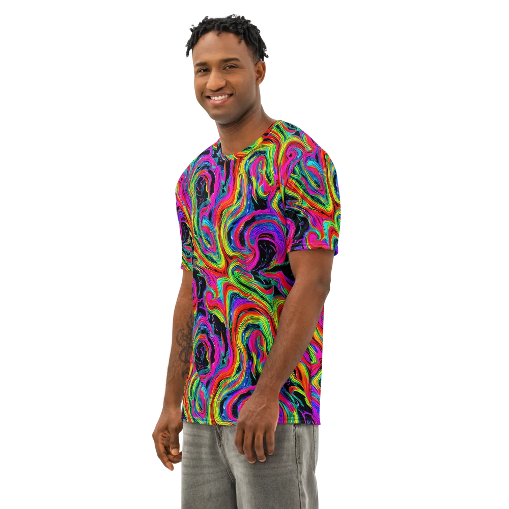 Fluorescent Current on Men's Cotton Crew Neck T-Shirt — Left Front