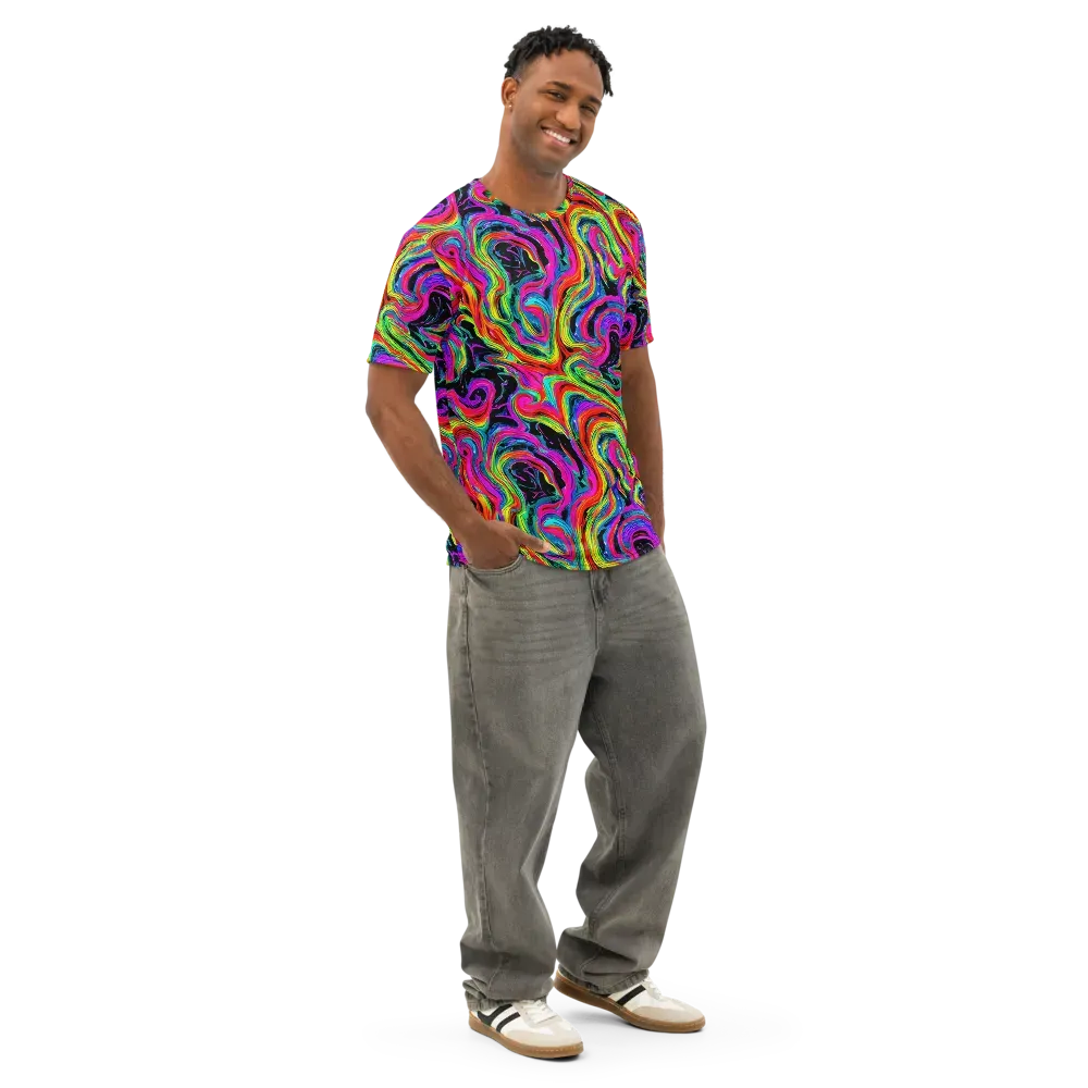 Fluorescent Current on Men's Cotton Crew Neck T-Shirt — Right Front