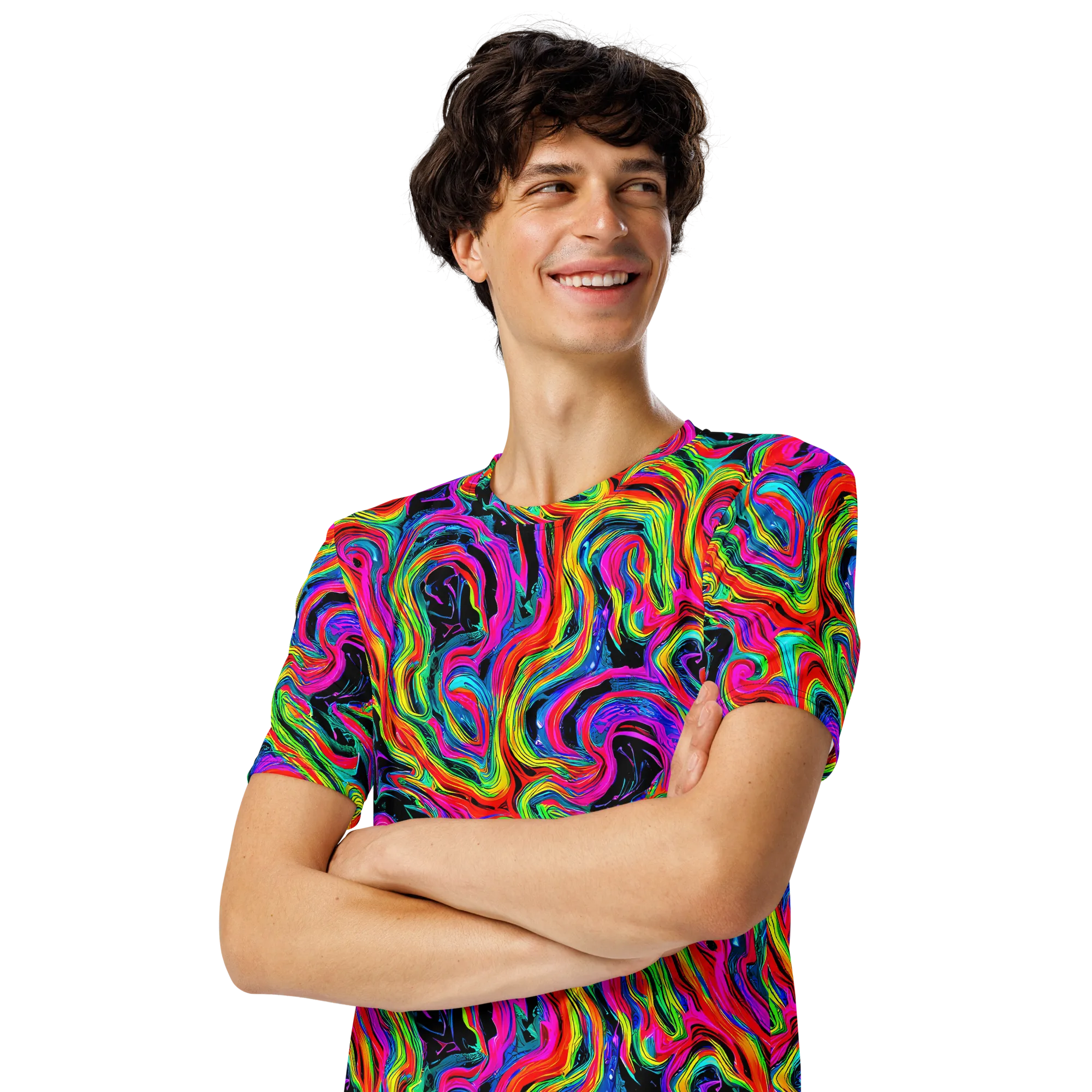 Fluorescent Current on Men's Crew Neck T-Shirt — Left Front
