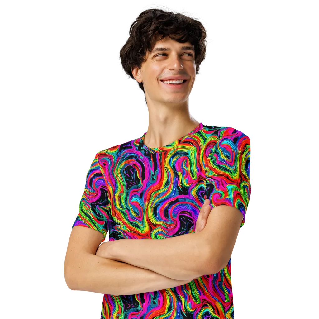 Fluorescent Current on Men's Crew Neck T-Shirt — Left Front