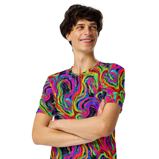 Fluorescent Current on a Men's Crew Neck T-Shirt
