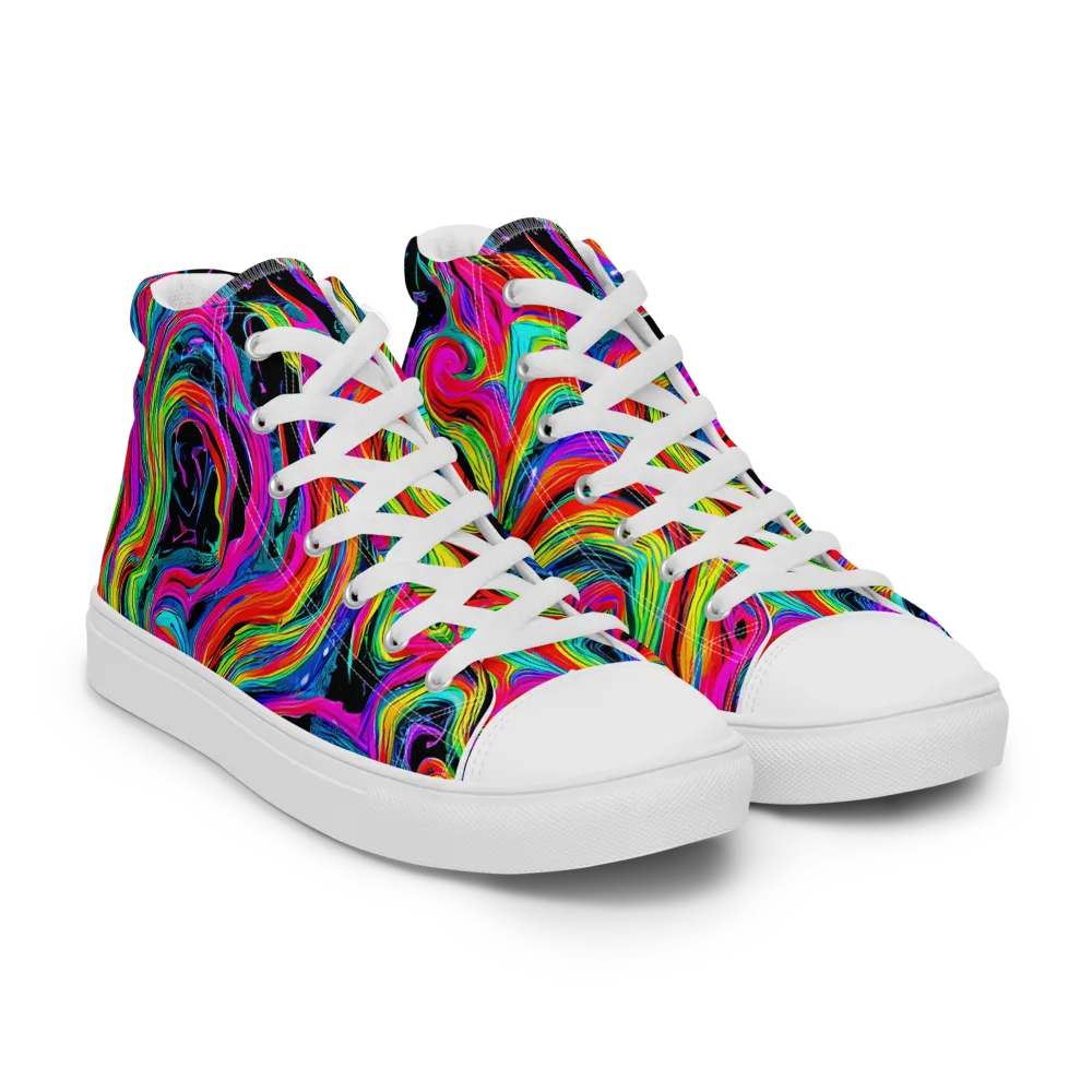 Fluorescent Current on Men's High Top Canvas Shoes — Right Front