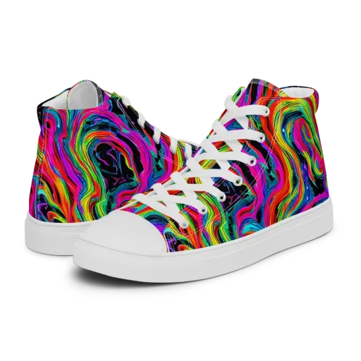 Fluorescent Current on a Men's High Top Canvas Shoes