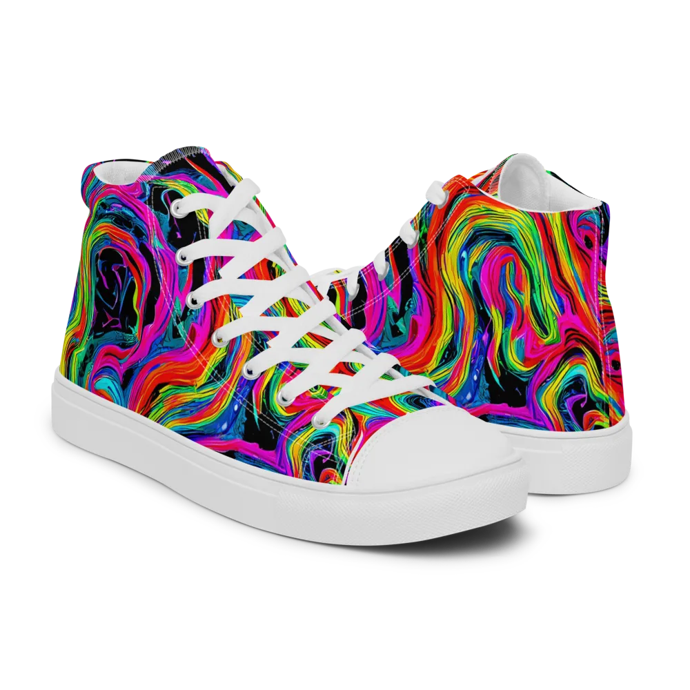 Fluorescent Current on Men's High Top Canvas Shoes — Right