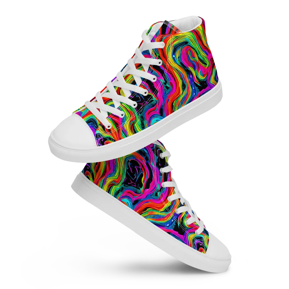 Fluorescent Current on Men's High Top Canvas Shoes — Front