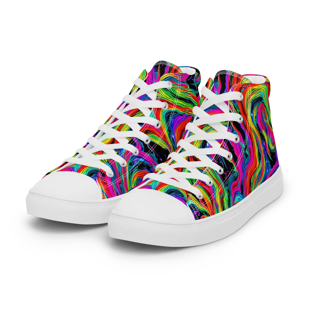Fluorescent Current on Women's High Top Canvas Shoes — Left Front