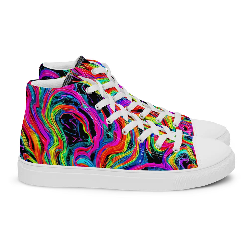 Fluorescent Current on Women's High Top Canvas Shoes — Right