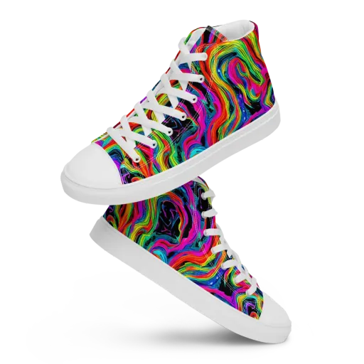 Fluorescent Current on a Women's High Top Canvas Shoes