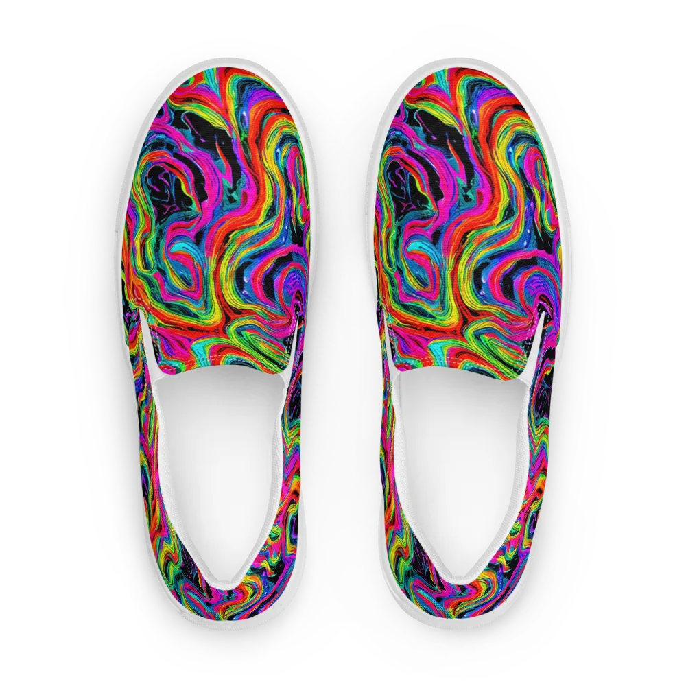 Fluorescent Current on Men's Slip-On Canvas Shoes — Front