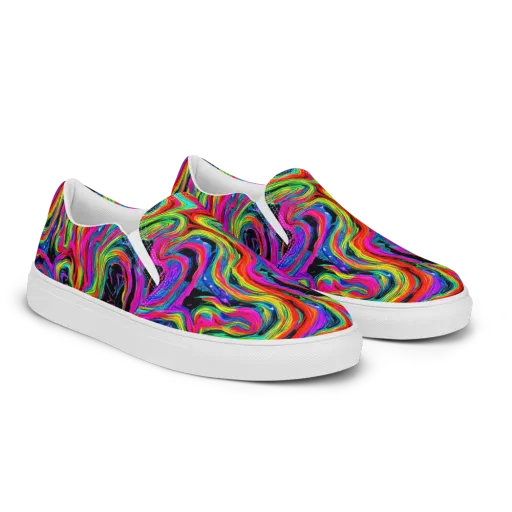 Fluorescent Current on a Men's Slip-On Canvas Shoes