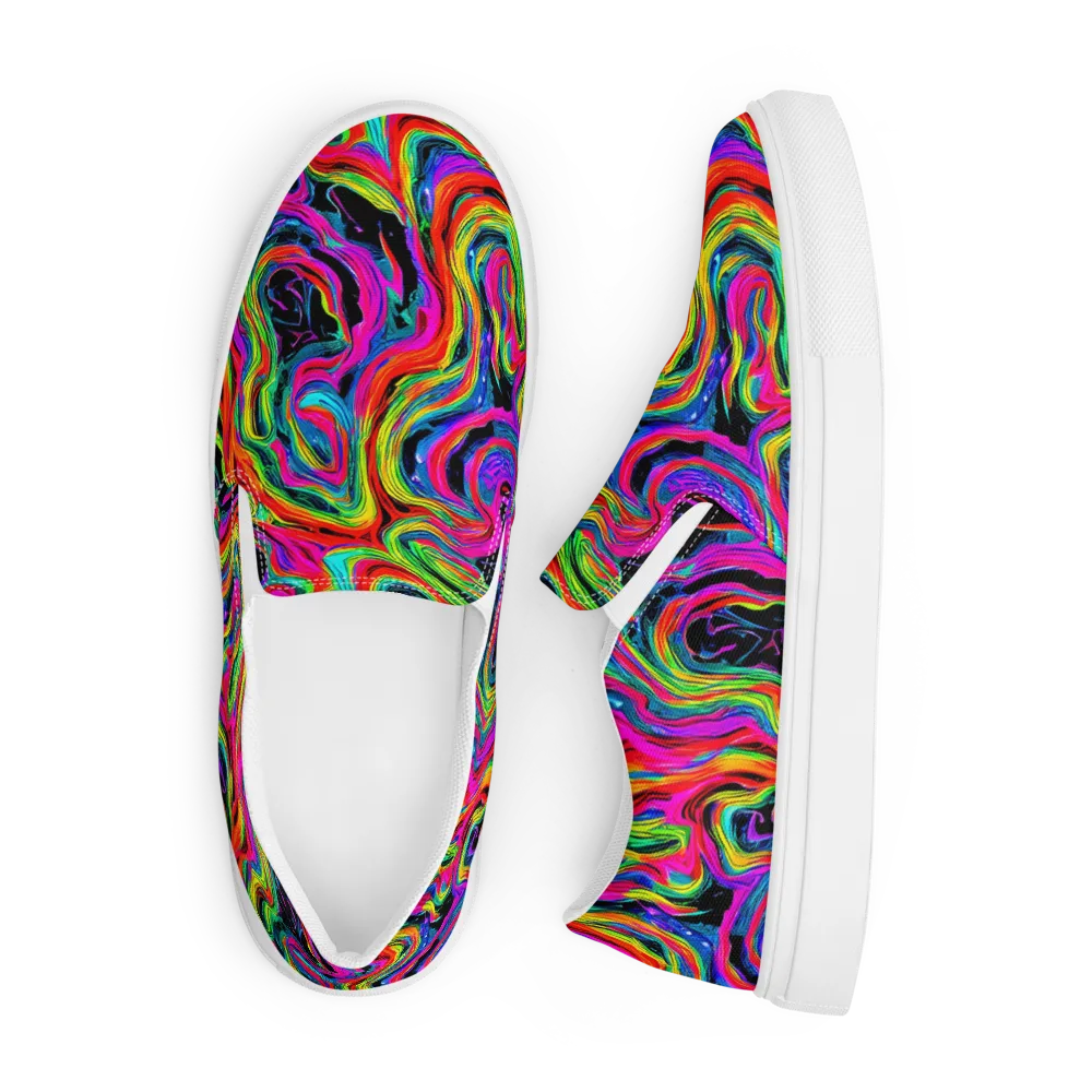 Fluorescent Current on Men's Slip-On Canvas Shoes — Front