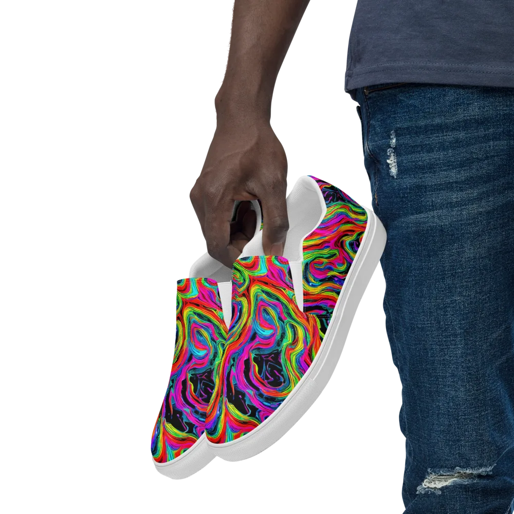 Fluorescent Current on Men's Slip-On Canvas Shoes — Left Front
