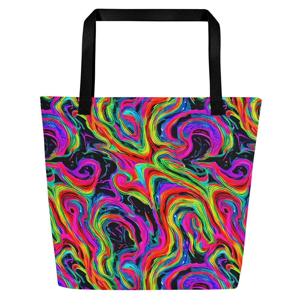 Fluorescent Current on Large Tote Bag W/ Pocket — Front