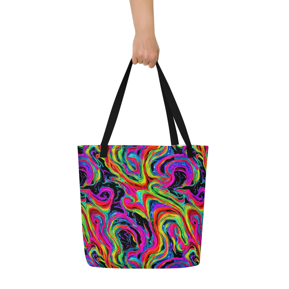 Fluorescent Current on Large Tote Bag W/ Pocket — Front