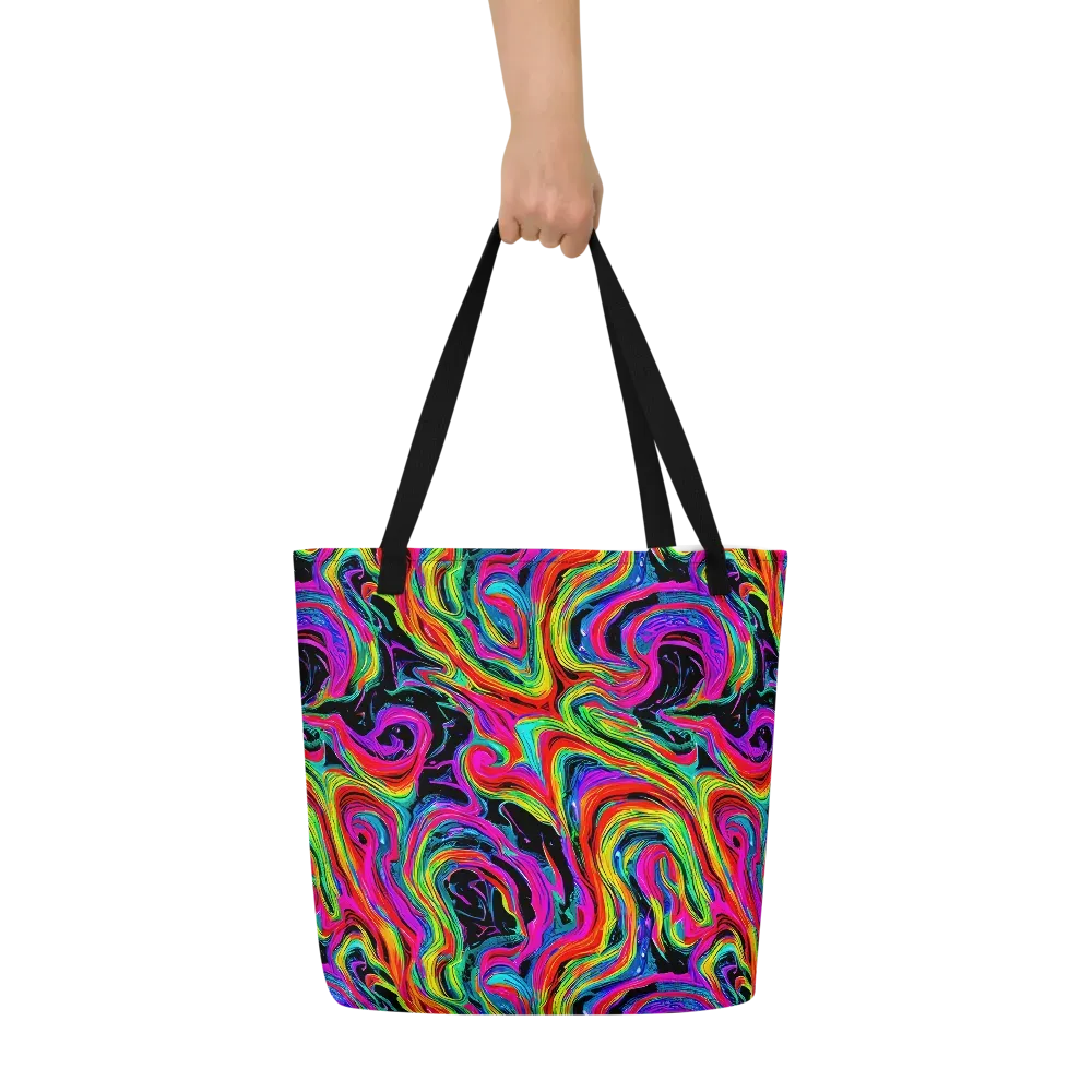 Fluorescent Current on Large Tote Bag W/ Pocket — Front