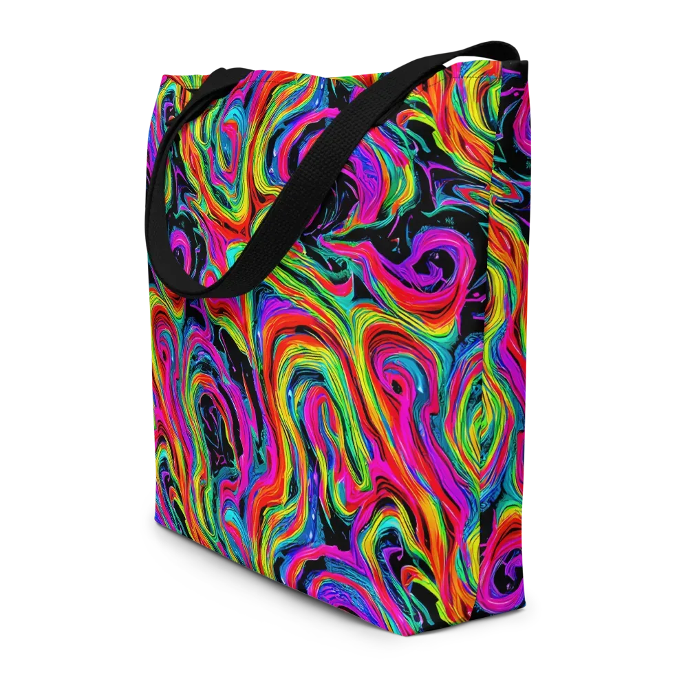 Fluorescent Current on Large Tote Bag W/ Pocket — Front