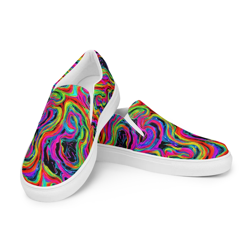Fluorescent Current on Women's Slip-On Canvas Shoes — Left Front