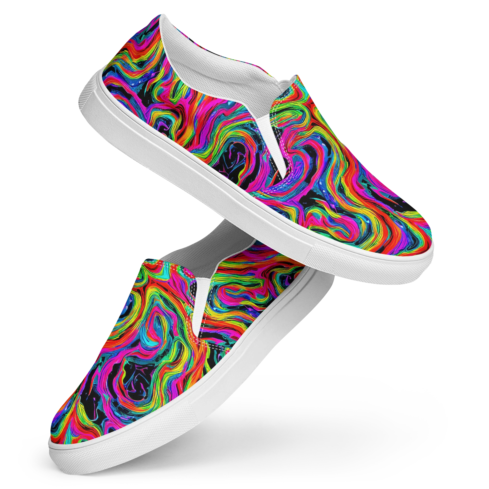 Fluorescent Current on Women's Slip-On Canvas Shoes — Front