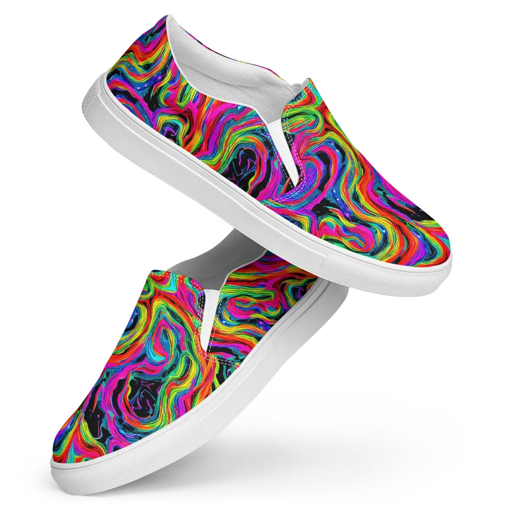 Fluorescent Current on Women's Slip-On Canvas Shoes — Front