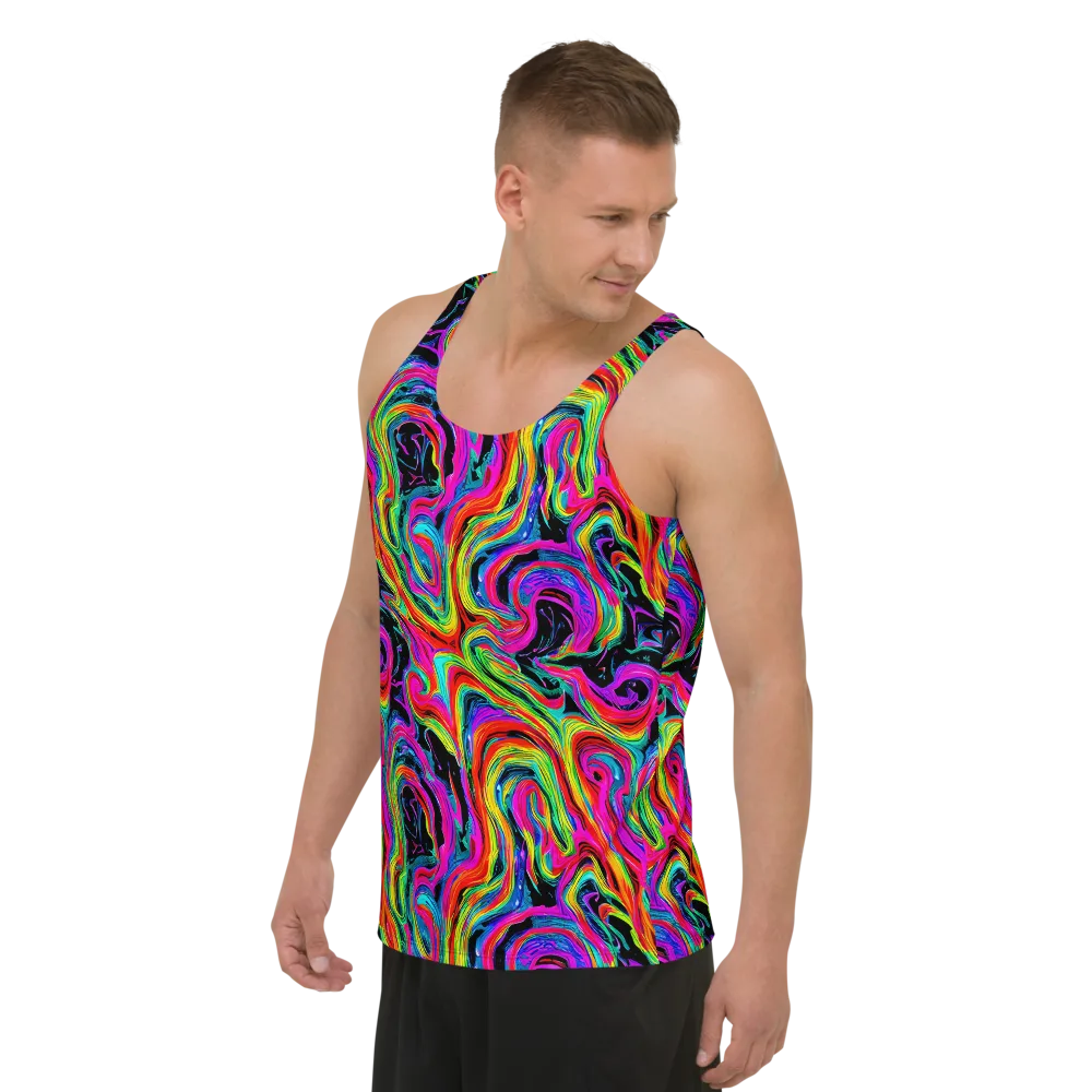 Fluorescent Current on Men's Tank Top — Left Front