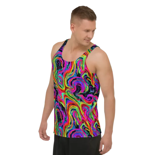 Fluorescent Current on a Men's Tank Top
