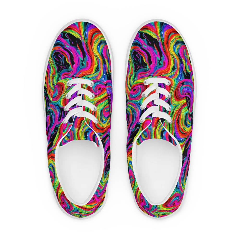 Fluorescent Current on Men's Lace-Up Canvas Shoes — Front