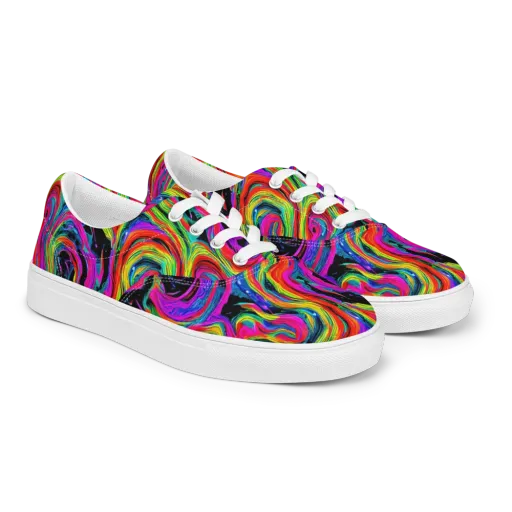 Fluorescent Current on a Men's Lace-Up Canvas Shoes