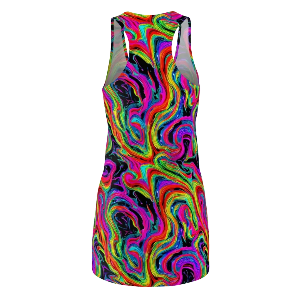 Fluorescent Current on Racerback Dress — Back
