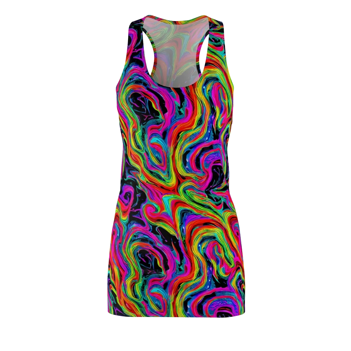 Fluorescent Current on Racerback Dress — Front
