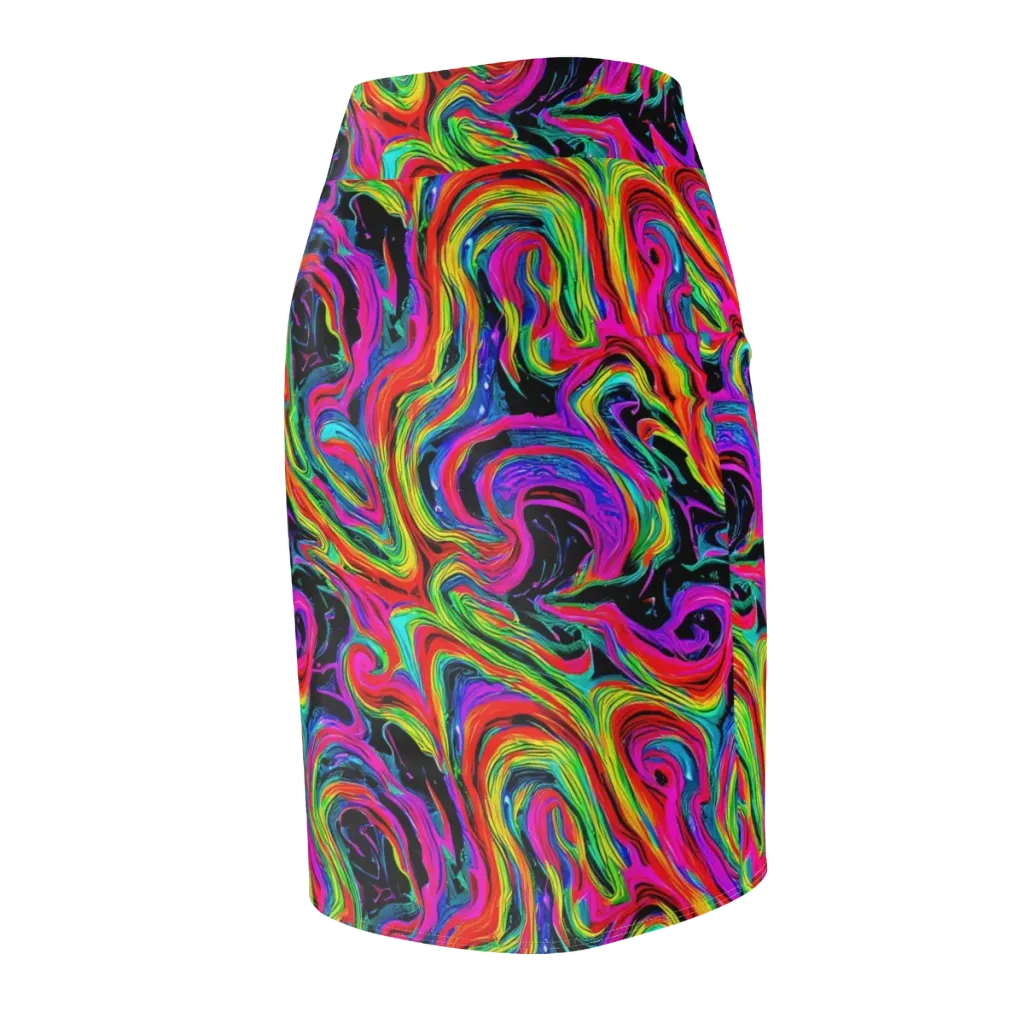 Fluorescent Current on Pencil Skirt — Back Side