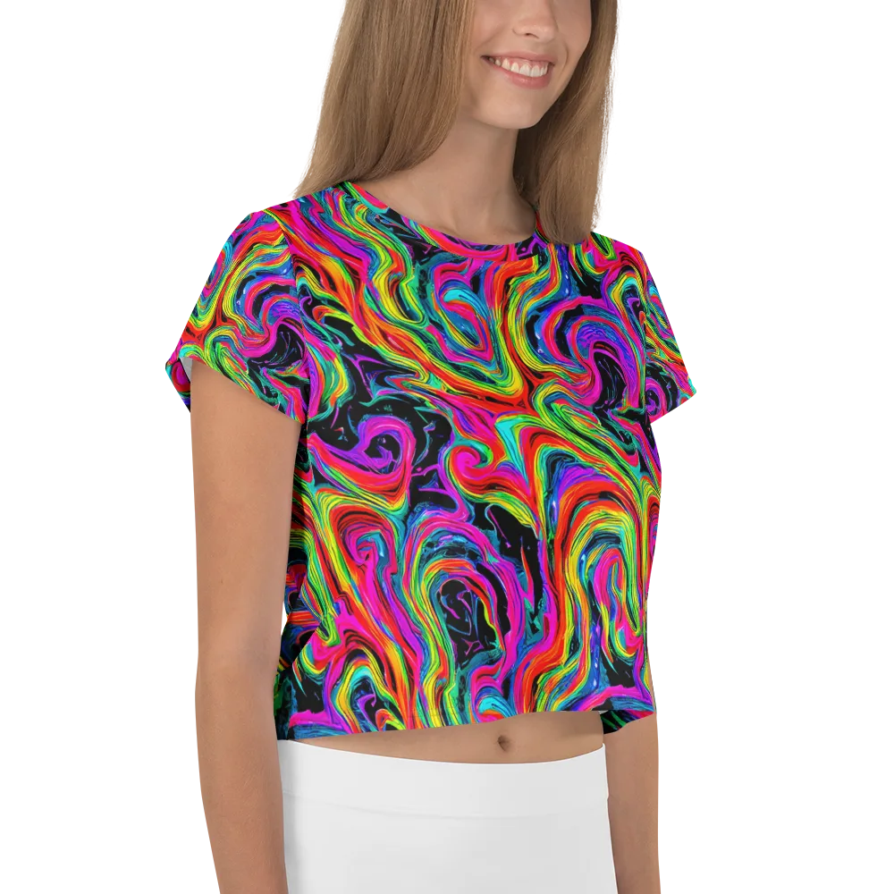 Fluorescent Current on Crop Tee — Right