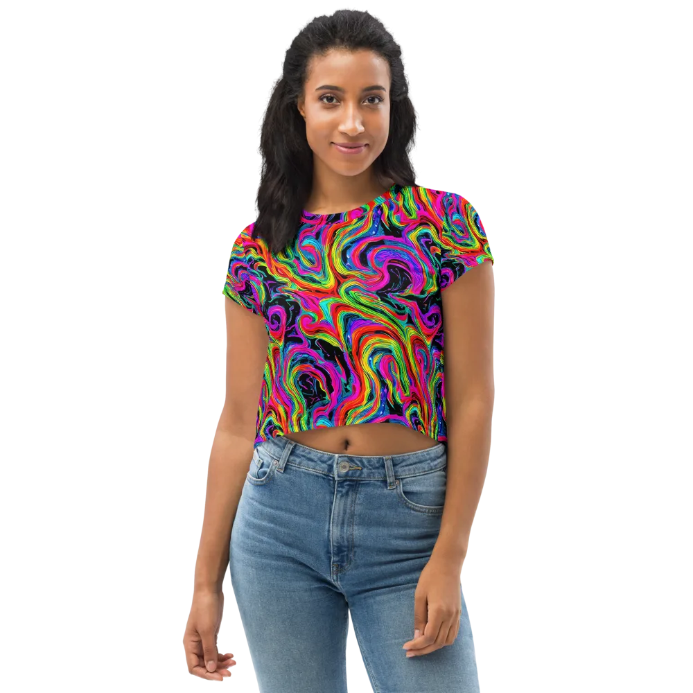 Fluorescent Current on Crop Tee — Front